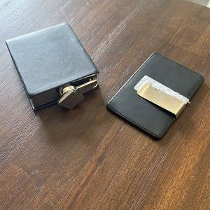 Phillipi Real Leather Silver Flask and Money Clip Wallet New